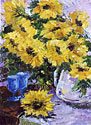 Sunflowers & Blue Goblets